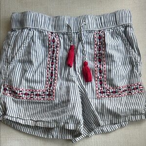 Vineyard Vines High Waist Striped Shorts with Red Embroidery